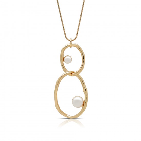 Kalung Emas Mutiara Double Circle