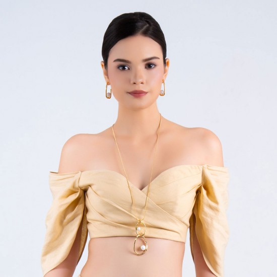 Kalung Emas Mutiara Double Circle