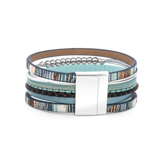 Jena Blue Leather Bracelet