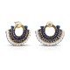 Kipas Blue Beaded Gold Earrings