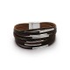 Multi Lines Black Leather Bracelet