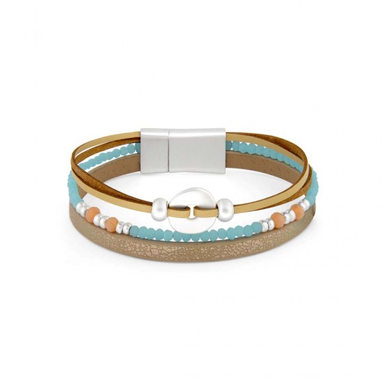 Coin Silver Leather Bracelet