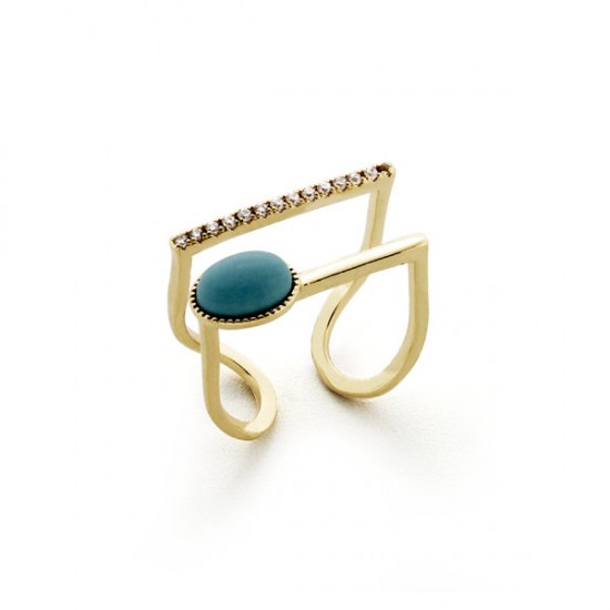 Cincin Turquoise Zircon Emas