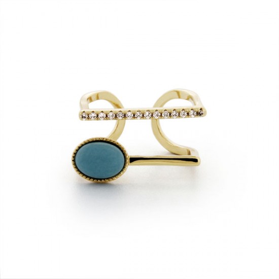 Cincin Turquoise Zircon Emas