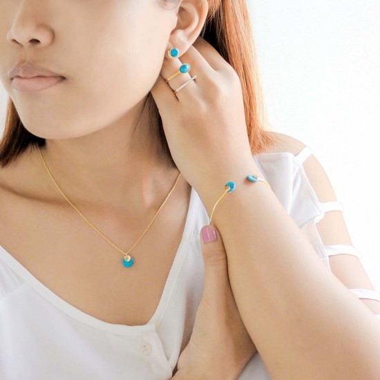 Cincin Turquoise Zircon Emas