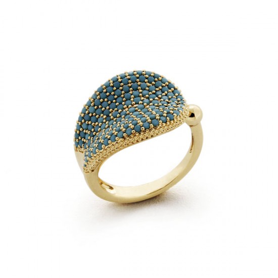 Cincin Wave Emas Zirkon Turquoise 