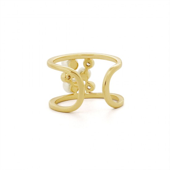 Allure Pearl Zircon Gold Ring
