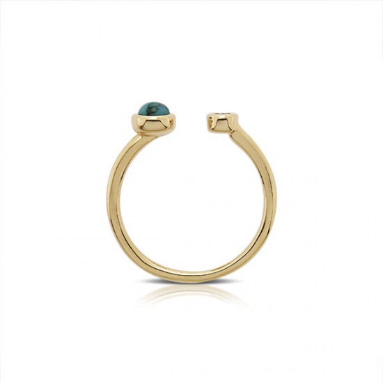 Duo Turquoise Zircon Gold Ring 