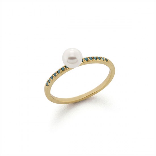Allure Pearl Turquoise Gold Ring 