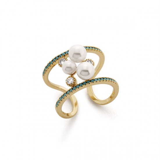 Allure Pearl Turquoise Gold Ring