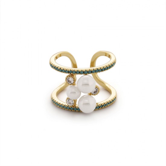 Allure Pearl Turquoise Gold Ring