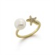 Starfish Crystal Pearl Gold Ring