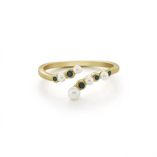 Allure Mini Turquoise Pearl Gold Ring
