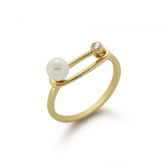 Cincin Zircon Mutiara Emas Luna