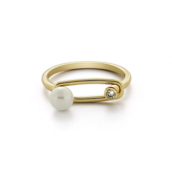 Cincin Zircon Mutiara Emas Luna