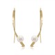 White Rock Pearl Long Gold Earrings