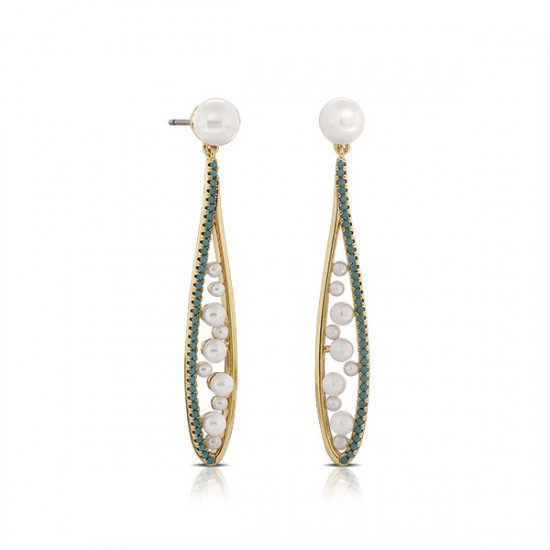 Allure Pearl Turquoise Drop Gold Earrings