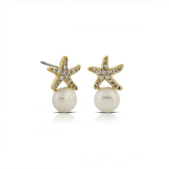 Starfish Pearl Zircon Earrings