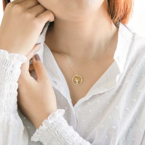 Kalung Emas Zirkon Tree Of Life