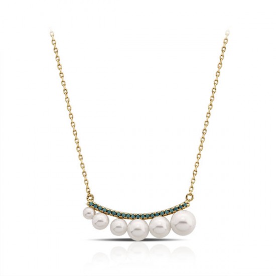 Allure Pearl Turquoise Gold Necklace