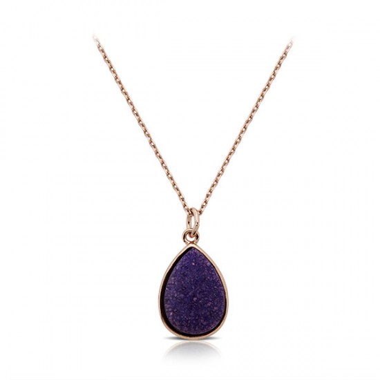 Kalung Kuarsa Druzy Pastel Rose Gold