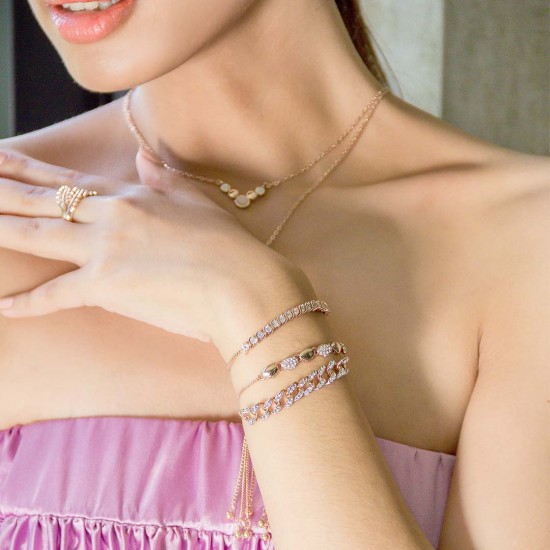 Twisted Crystal Rose Gold Bracelet