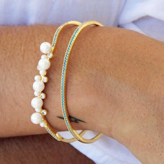 Allure Pearl Turquoise Gold Bracelet