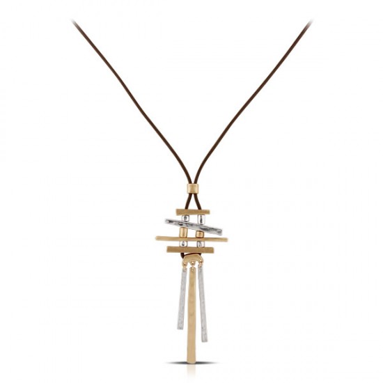 Pensa Two Tone Long Leather Necklace