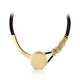 Moneda Leather Gold Necklace