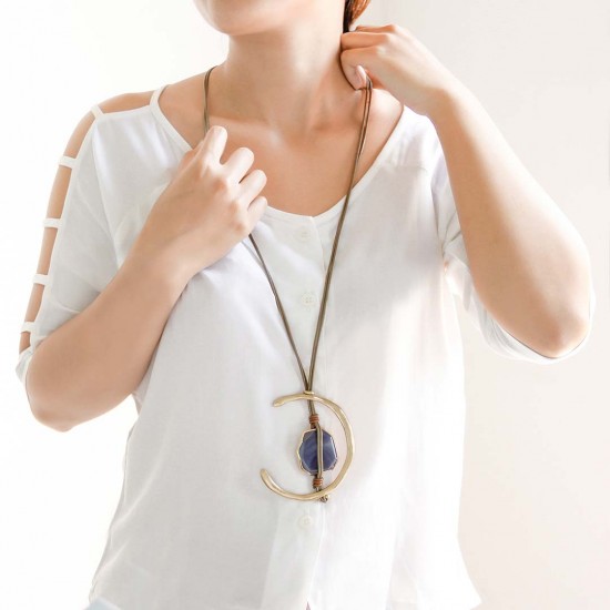 Kalung Kulit Agate Emas Talisman