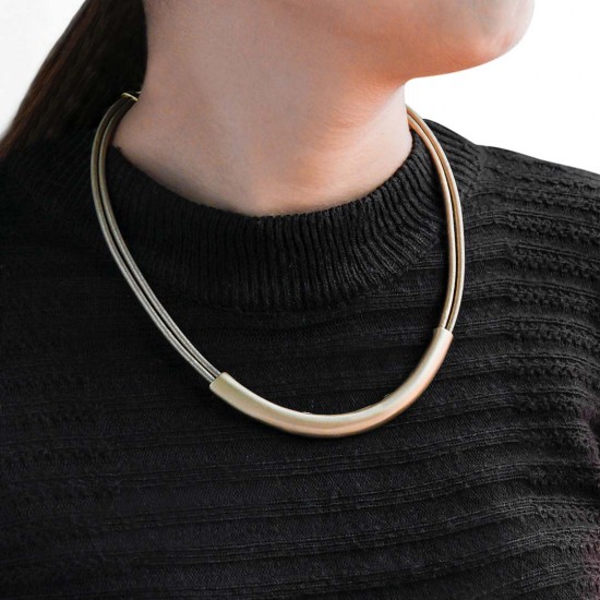 Or Gold Leather Necklace