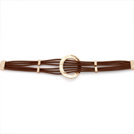 Pop Leather Gold Bracelet