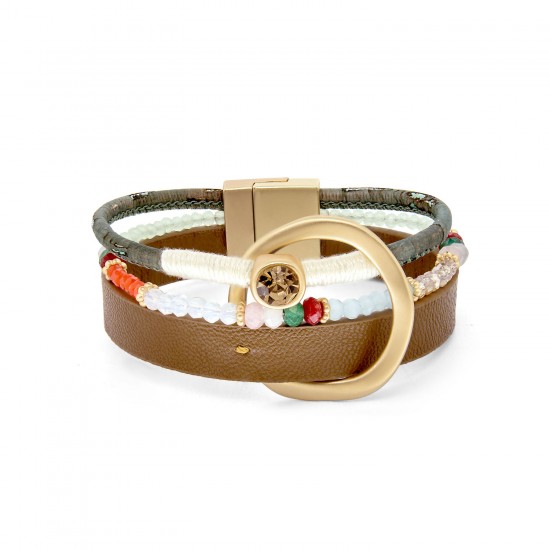 Alexa Leather Gold Bracelet