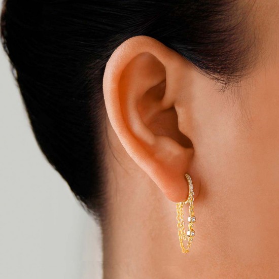 Zoe Zircon Gold Earrings