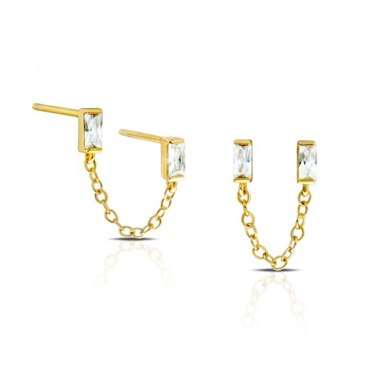 Chain Zircon Gold Ear Cuffs