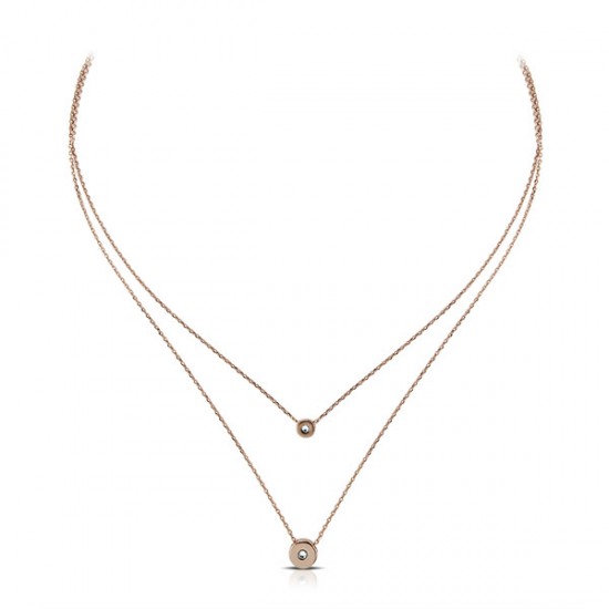 Double Line Crystal Rose Gold Necklace