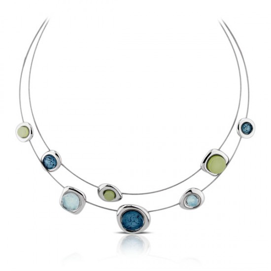 Aqua Blue Wire Silver Necklace