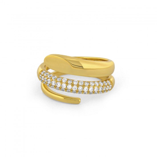 Cincin Zircon Emas Wrap