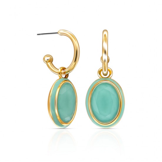 Oval Amazonite Gold Earrings