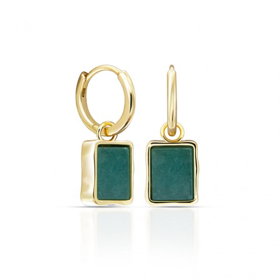 Square Amazonite Gold Earrings