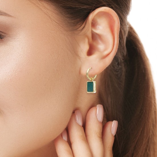 Square Amazonite Gold Earrings