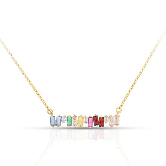 Feta Multicolour Zircon Gold Necklace