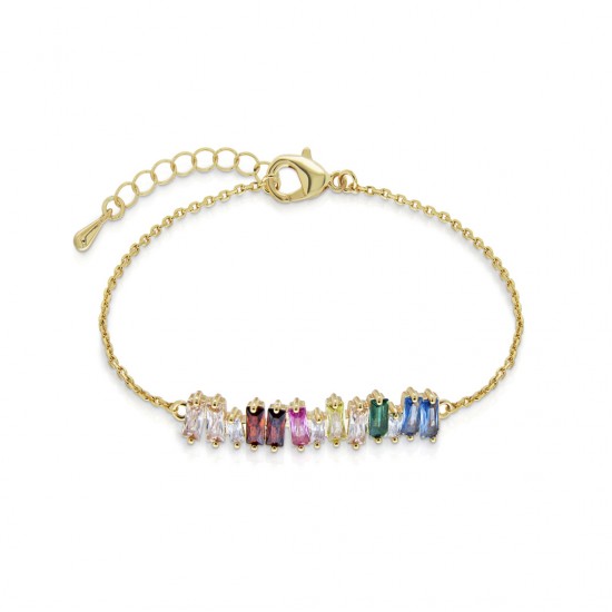 Feta Multicolour Zircon Gold Bracelet