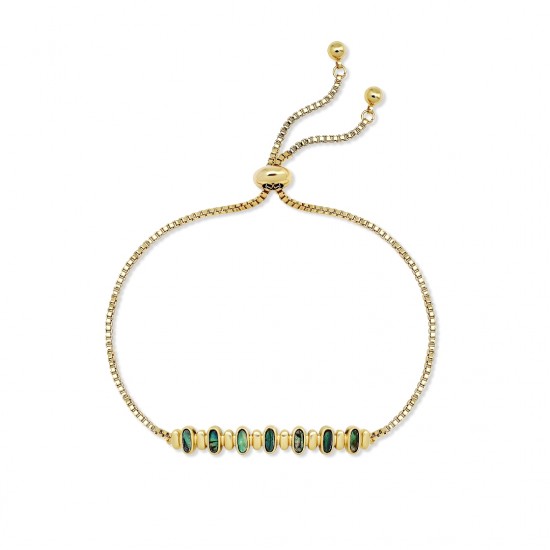 Row Mother Of Pearl Gold Sliding Bracelet